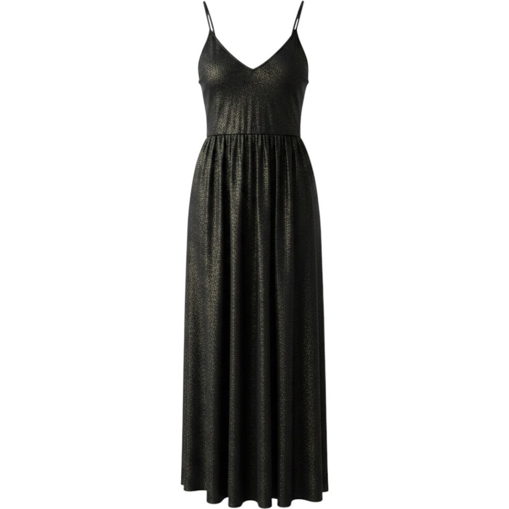 Iconic Trend Metallic Maxi Dress Womens 16 Black Pewter High Low Gown NWT Formal